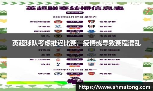 英超球队考虑推迟比赛，疫情或导致赛程混乱